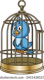 Blue bird in a cage vector illustration