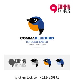Blue Bird concept icon set and modern brand identity logo template and app symbol based on comma sign