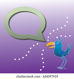 Blue bird with dialog speech bubble icon