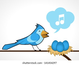 Blue bird and egg