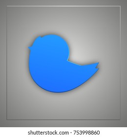 blue bird flat icon vector illustration with shadow and reflections