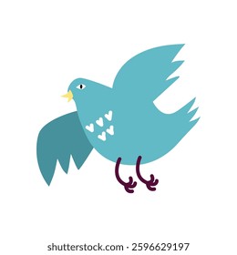 Blue bird flat style vector illustration isolated on white background