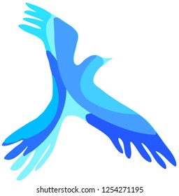 Blue bird in flight vector graphics