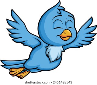 Blue bird in flight vector illustration