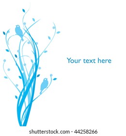 Blue bird and floral background with space for text
