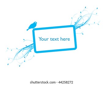 Blue bird and floral background with space for text