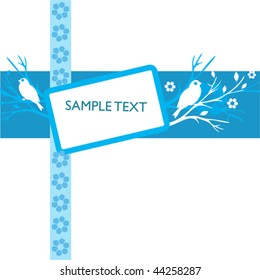 Blue bird and floral background with space for text