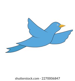 blue bird flying isolated vector