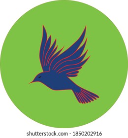 Blue bird flying logo design on green background. Professional business ,website logo design vector illustration.