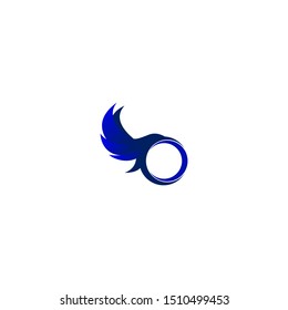 
A blue bird is flying with a ring.