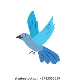 Blue Bird Flying Spring Cartoon Vector