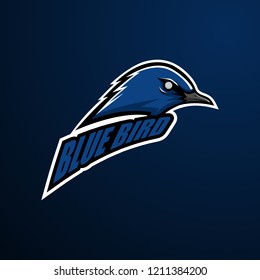 Blue Bird Head with Text Mascot Logo - Animals Mascot Esports Logo Vector Illustration Design Concept.