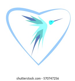 blue bird in heart vector
