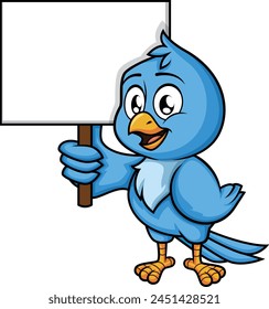 Pájaro azul con signo en blanco Ilustración vectorial