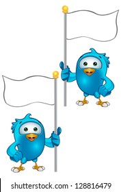 Blue Bird - Holding A Flag