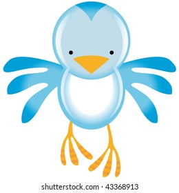 Blue bird icon flying