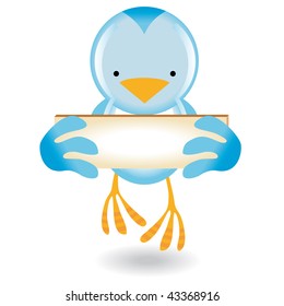 Blue bird icon with a frame to put messages