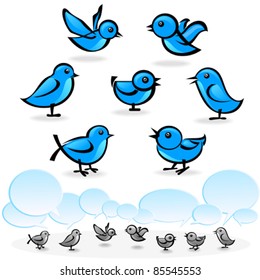 Blue Bird Icons for Social Media