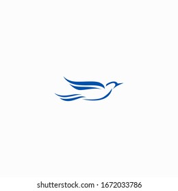 Blue Bird Illustration Logo Design Template