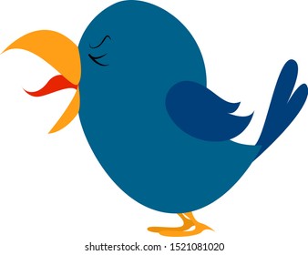 Blue bird, illustration, vector on white background.