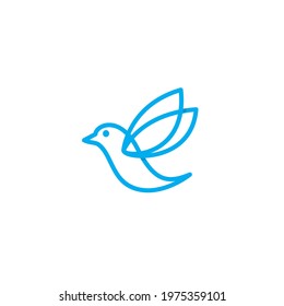 Blue Bird Line Logo Simple Design