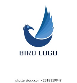 blue bird logo, abstract blue bird, white background