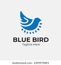 Blue bird logo design, flat and memorable