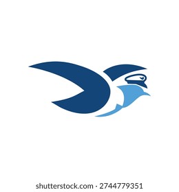 Blue Bird Logo Design Flying Free.
