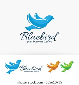 Blue bird logo design. Flying bird logo concept. Vector logo template