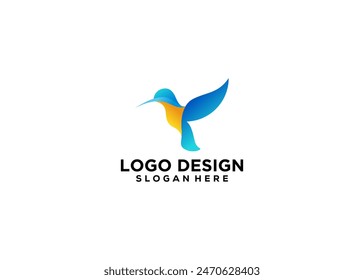 Blue bird logo design vector template