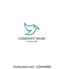 blue bird logo, flying bird logo design vector illustration