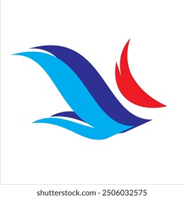blue bird logo illustration with red crest