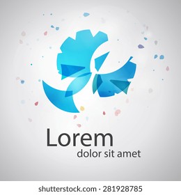 Blue bird logo. Blue Soft Wings Vector logo concept illustration.  Abstract lines logo. Vector logo template. Design element. Vector illustration.
