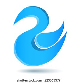 Blue bird logo with swirl shape