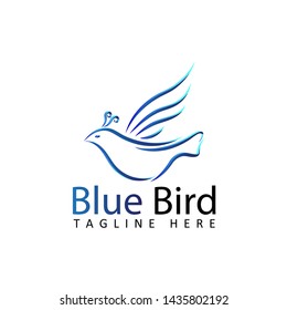 blue bird logo template design vector in isolated white background