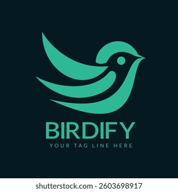 blue bird logo vector illustration. flying bird, wild animal logo
