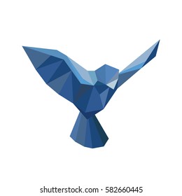 Blue bird low poly design isolated on white background