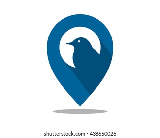 blue bird marker pin path image vector icon logo silhouette