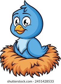 Blue bird in a nest vector illustration