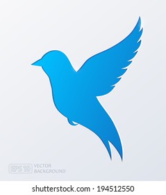 Blue bird on gray background. Abstract vector illustration