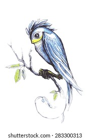 blue bird on the stick