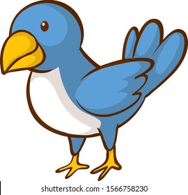 Blauer Vogel auf weißem Hintergrund, Vektorgrafik