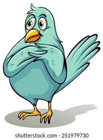 Ein blauer Vogel auf weißem Hintergrund
