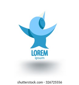 blue bird with outstretched wings, vector logo