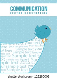 blue bird over blue background. vector illustration