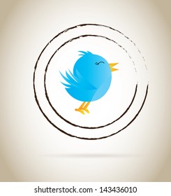 blue bird over beige background vector illustration