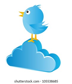 blue bird over cloud isolated over white background. vector