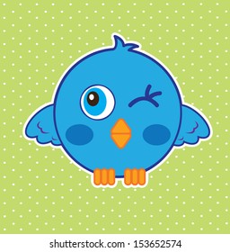 blue bird over dotted background vector illustration 