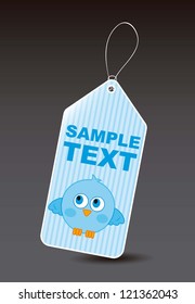 blue bird over label over black background. vector illustration