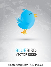 Blue bird over vintage background vector illustration